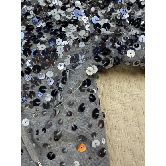 Love Moschino Sequined Jacket Full Zip with Hood | Gray | Womens Size 2 - Picture 12 of 16